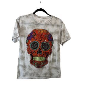 Fosforos Galileo Gray Day Of The Dead Dia De Los Muertos Skull T-shirt Size XS